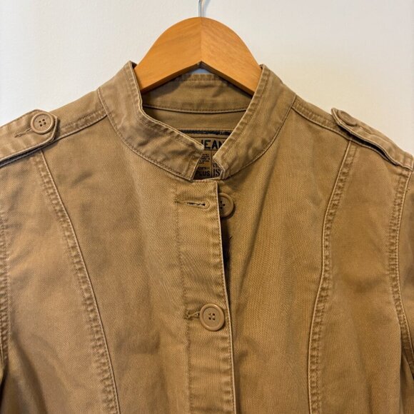 Roots Cargo Military Button Up Lightweight Jacket 90s Brown Size M - Picture 4 of 10